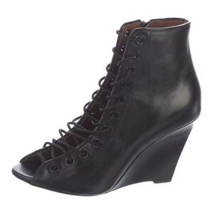 Givenchy Black Lace-Up Wedge Boots